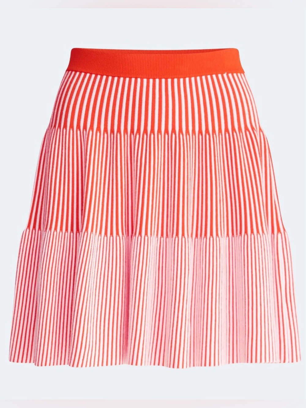 NWT Free Assembly XXL Orange White Striped Ribbed Knit Tiered Mini Skirt